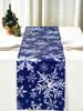 1pc Christmas Snowflake Navy Polyester Table Runner 2D Flat Print Festive Home Decor Dining Table Decoration Winter Charming