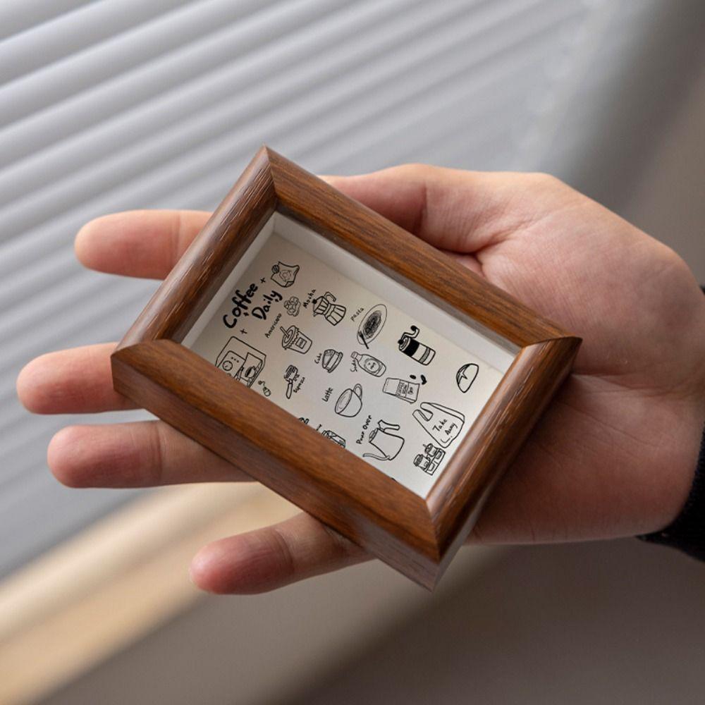 2PCS Rustic Antique Picture Frames Square Photo Storage Frame Small Frame Display Holders  Office