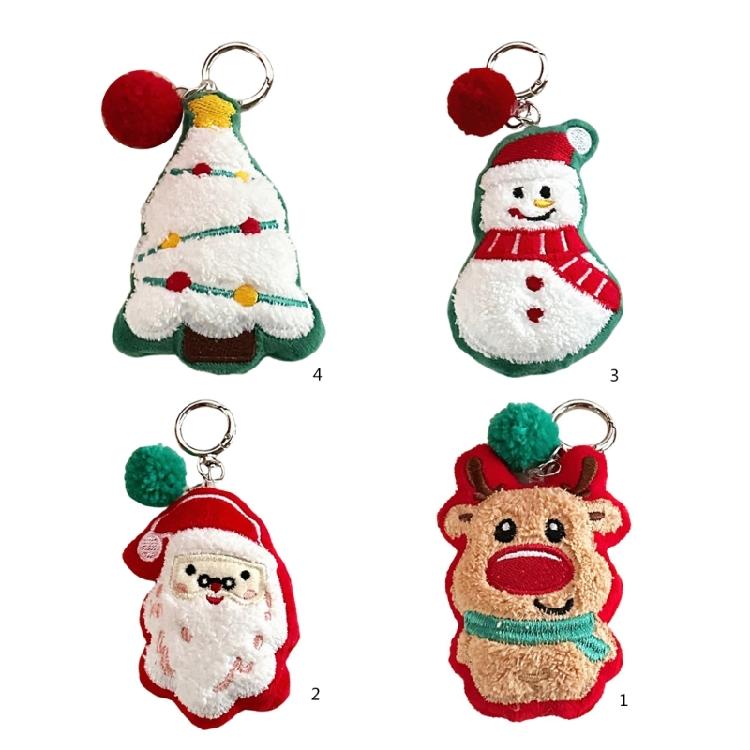 Lovely Santa Cartoon Plush Toy for Kids Keychain Christmas Tree Cartoon Santa Soft Charm Stuffed Reindeer Toy