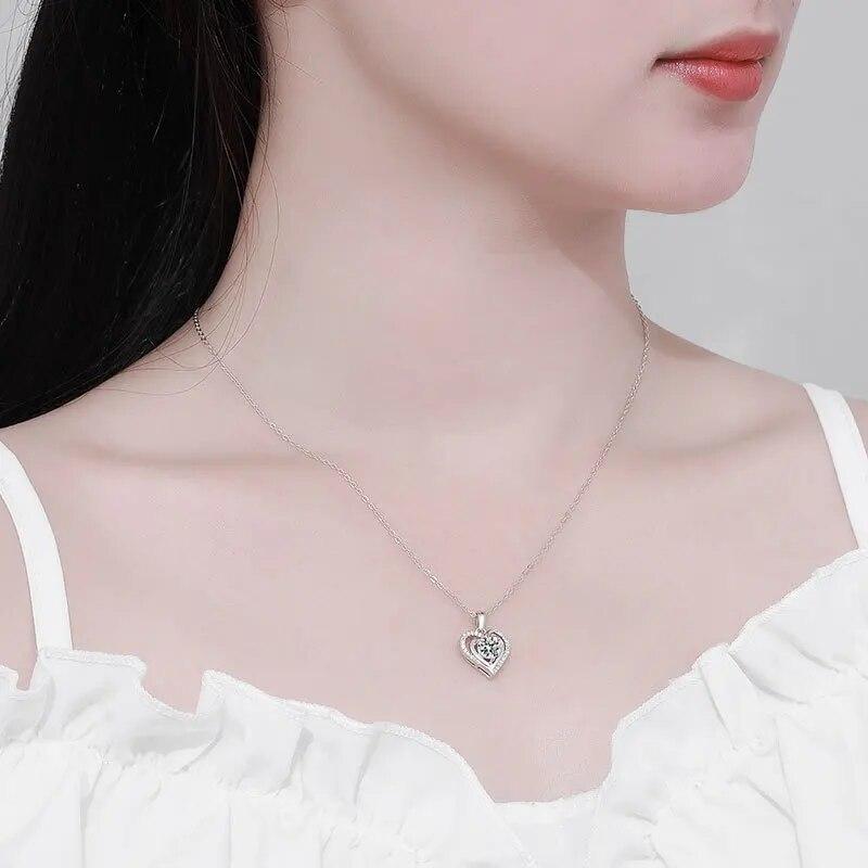 D Color 1ct 100% 925 Sterling Silver Moissanite Necklace for Women Excellent Cut Lab Grown Diamond Trendy GRA