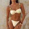 Damen S Europäischer Stil Einfarbiges Geteiltes Bikini-Set Mit Polstern Ohne Bügel