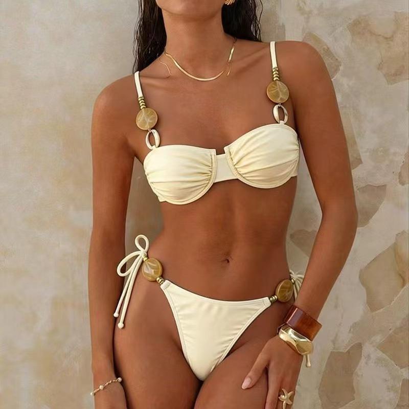 Damen S Sexy Neckholder Rückenfrei Unifarben Bikini-Set