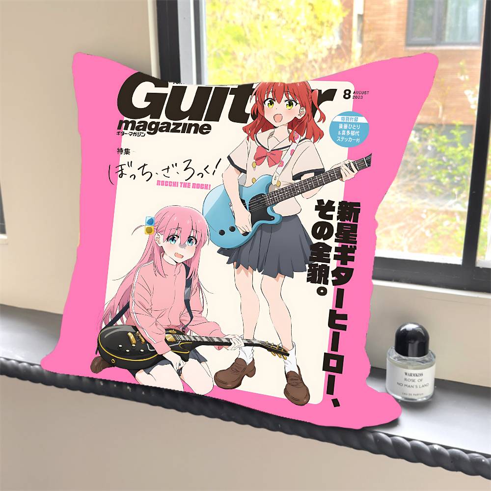 1PC Anime Bocchi The Rock Pillow Case Square  Bedroom Sofa Leisure Comfort Cushion Car Home Decoration Pillowcase 40x40