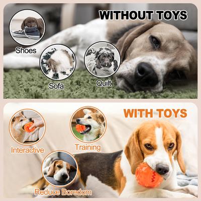 Hund Interaktiver Kausnack-Ausgabe-Ball - Selbstbeschäftigung, Langeweile-Abbau, Bissfest, Zahnreinigungs-Haustierspielzeug,