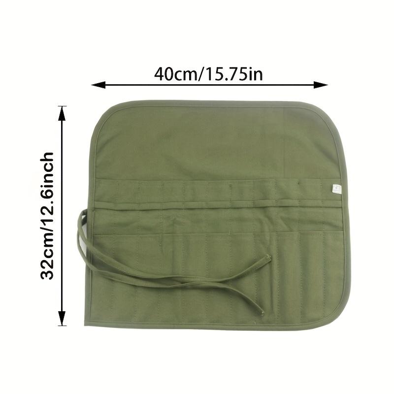 1pc Portable Roll-Up Brush Holder, 22 Holes Zipper Pouch for Makeup Brushes, Watercolor Oil Pens, Artist Travel Storage Case