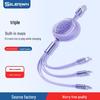 Retractable 3-in-1 USB Fast Charging Cable for Apple, Android, Type-C Devices