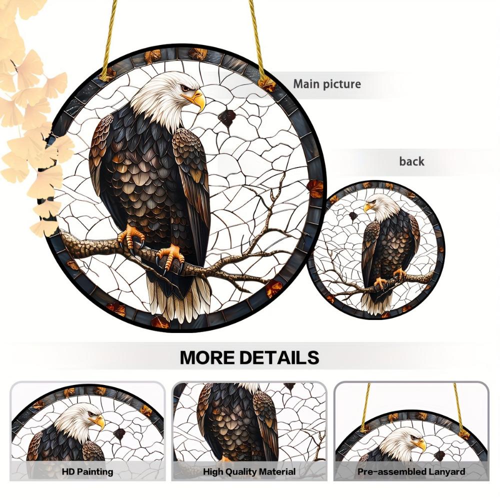 Proud Eagle Sun Catcher Acrylic Stained Glass Window Pendant, Suitable for Bedroom Porch Wall Decoration As a Housewarming Gift or Birthday Gift