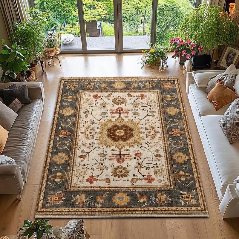 RAKKS Bohemian Mandala Velvet Large Area Rugs,Stain Resistant Anti Slip Backing Rugs for Living Room,Bedroom, Vintage Home Decor