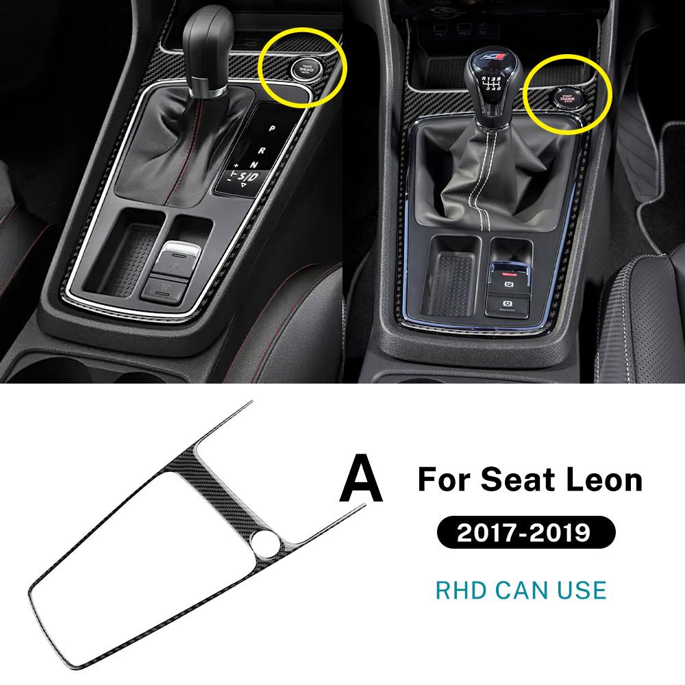 For Seat Leon 2017 2018 2019 Real Soft Carbon Fiber Sticker LHD RHD Car Gear Shift Outer Frame Panel Trim Interior Accessories