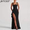 BITCED Women's Evening Gown Long Dress Summer Fashion Sexy Strapless Backless High-Slit Dress