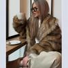 Womens Faux Fur Coat Winter Warm Fashion Lapel Regular Sleeve Streetwear