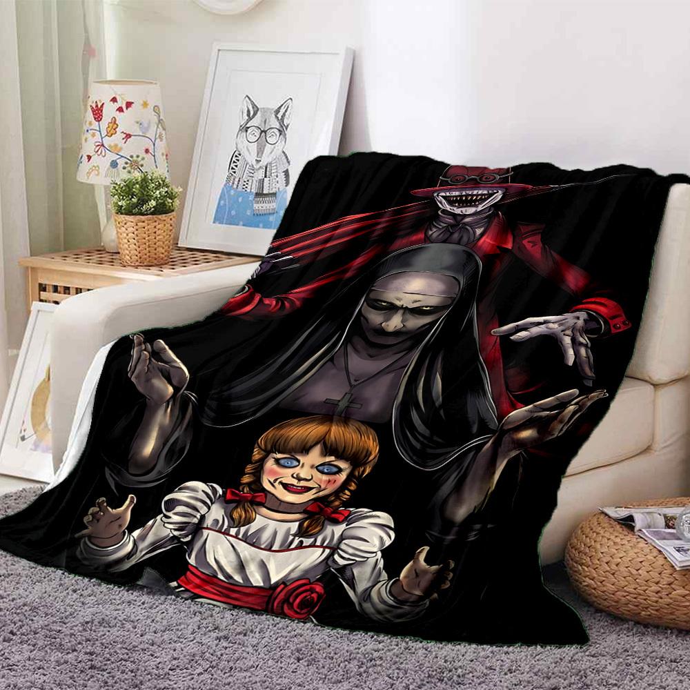 1pc Annabelle, Horror Blanket Lightweight Flannel Blanket Throw Blanket For Sofa, Bed, Travel, Camping, Livingroom, Office, Couch