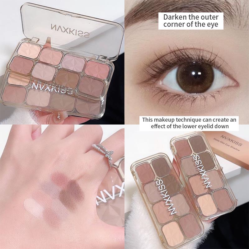 8-Color Earth Tone Eyeshadow Palette: Matte, Warm, Nude Shades for Daily Looks, Smooth Adherence to Skin