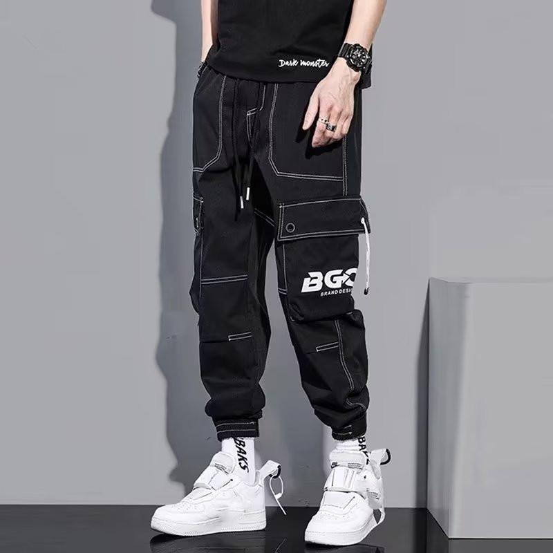 

Workwear Pants Men s Trendy and Handsome Sports Letters, Casual Leggings Internet Red Cool Silk Cotton Long Pants S