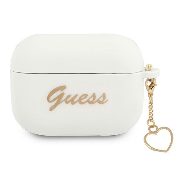 Guess Guaplschsh Airpods Pro Cover Biały/White Silicone Charm Heart Collection