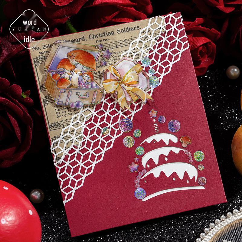 Yuxian PET Hot Stamping Mushroom Movement Sticker Series - 4 Styles: 6 Sheets for Journal Decoration.