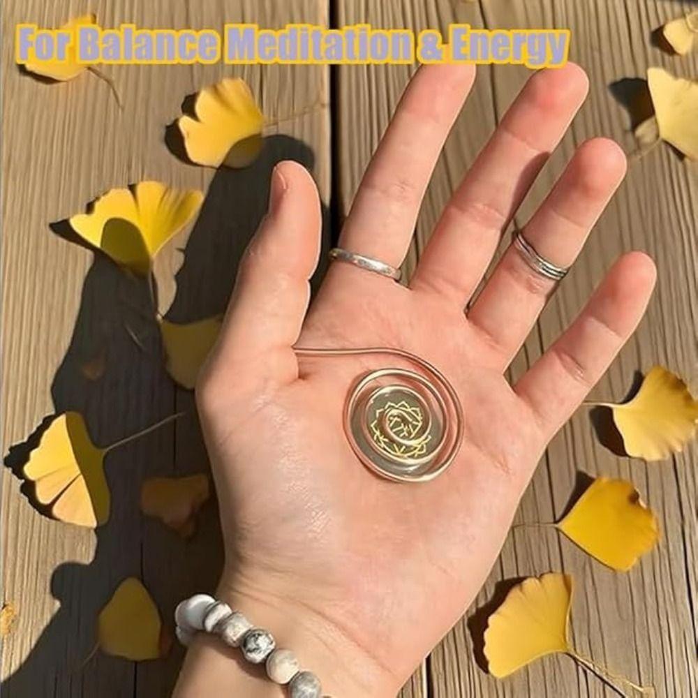 Portable Copper Palm Ring Reiki Energy Spiral Hand Ring  for Meditation & Energy Healing