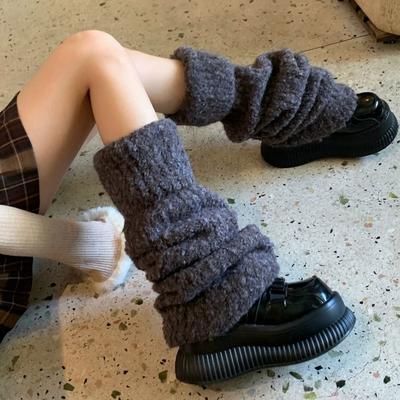 Thick Warm Kinted Leg Warmer Y2K Plush Leg Socks Fashion Knit Long Stockings  Accessories