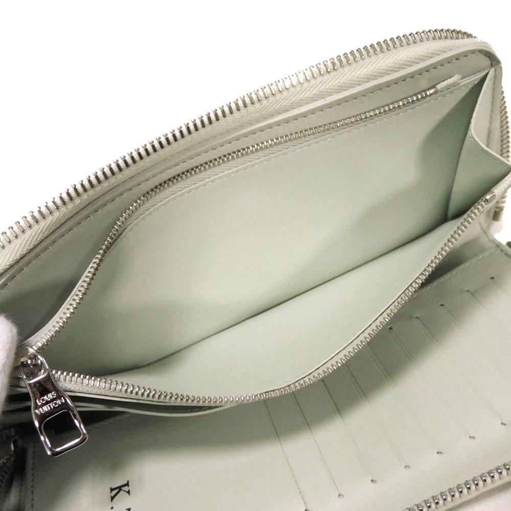 Used 12564 Zippy Wallet Vertical M82597 7940 LV Logo Zip Around RFID Monogram Taurillon Clemence Mineral Gray Men's
