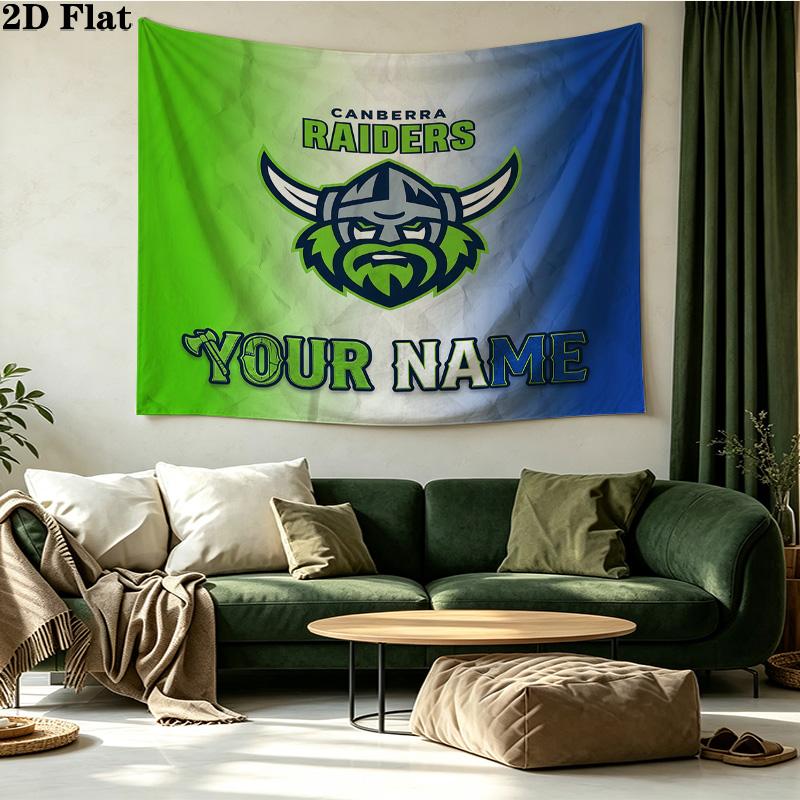 Custom Name Canberra Raiders2 Printed Tapestry – Wall Hanging for Bedrooms, Dorms, and Home Decor