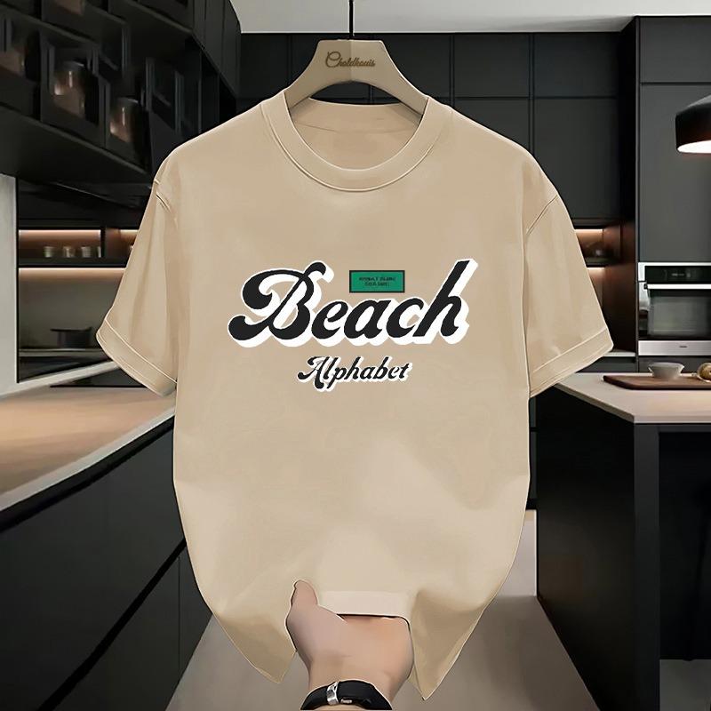 American Style Heavyweight Short Sleeved T-shirt for Men Summer Trend Loose Offset Printing for Men Thick Breathable Pure Cotton Base Shirt