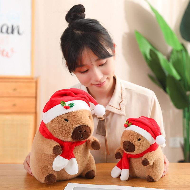 Cartoon Cute Capybara Doll Plush Toy Christmas Capybara Doll Children Soothe Rag Doll Girl Birthday Gift