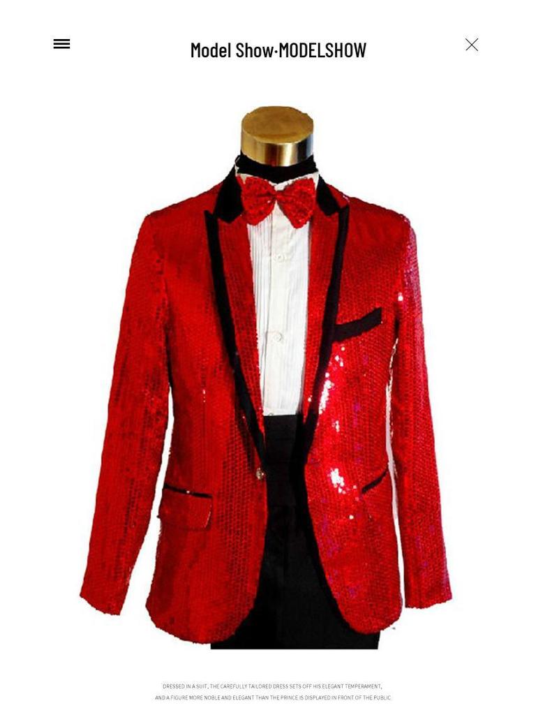 Men's Psy Style Sequin Performance Costume for Emcee, Singer, Choir, or Art Exam