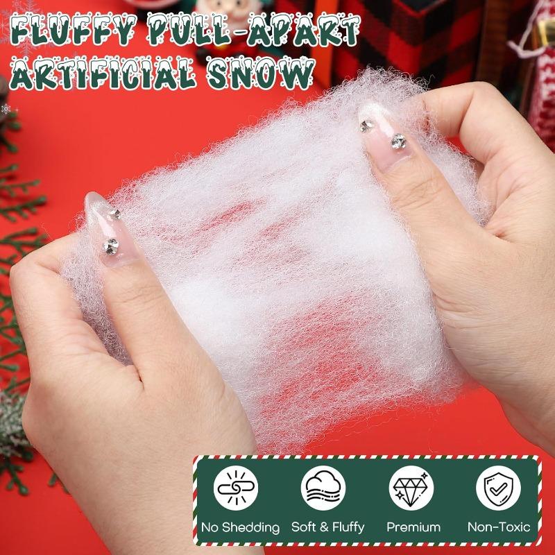 Artificial Snow White Christmas Decoration Fluffy Fiber Fake Snow Winter Tree Ornament Stuffing Material DIY Snowy Scene Decor