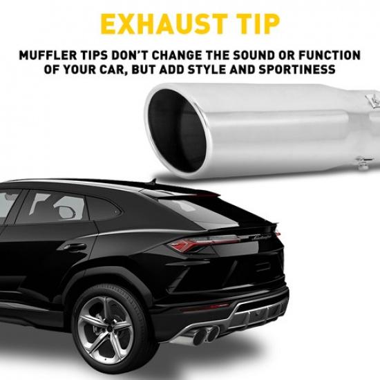 Car Tip Exhaust Outlet OD Stainless 2.5'' Inlet 3'' Steel Muffler Pipe Bolt on
