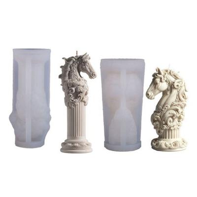 New Silicone Scented Candle Mold Easy To Release Handmade Plaster Resin Mold 3D Horse Relief Gypsum Mould Craft Making
