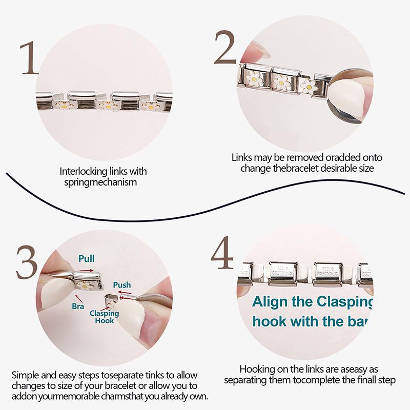 Fashion Heart Bow Knot Butterfly Star Rose Flowers Italian Charm Links Fit 9mm Stainless Steel Bracelet Women DIY Making Gift