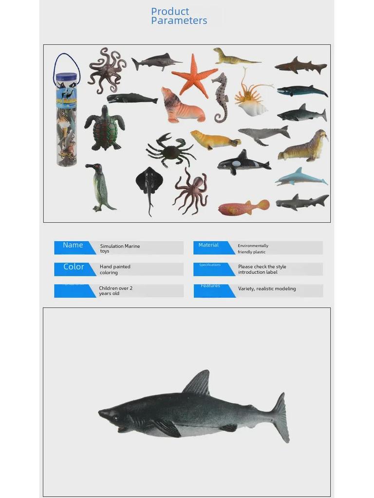 Marine Animal Simulation Toys Set - 24-Piece Whale & Sea Life Collection