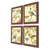 Jardin Bird Framed Painting/Posters for Room Decoration, Set of 4 Brown Frame Art Prints/Posters for Living Room (4 Unit, 9 X 9 Inches)