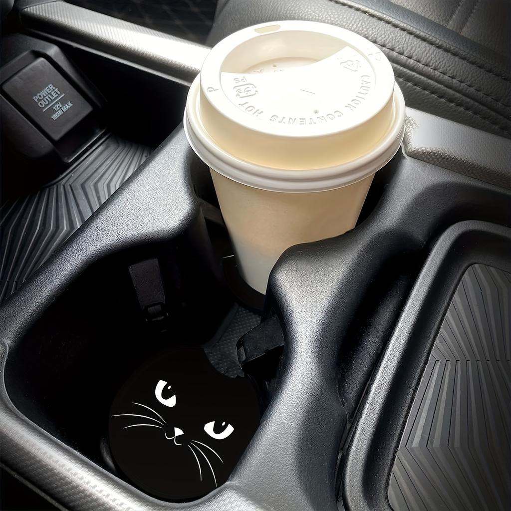 2-piece Cat Car Coaster Water Cup Slot Cushion, Car Interior Suitable for Finger Cut Non Slip Coasters of Automotive Accessories