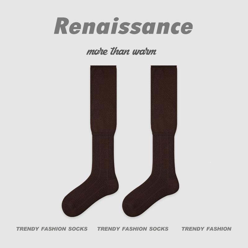 Renaissance Women's Thigh-High Slouch Socks - Boneless, Solid Color, Versatile Cotton for Autumn & Winter