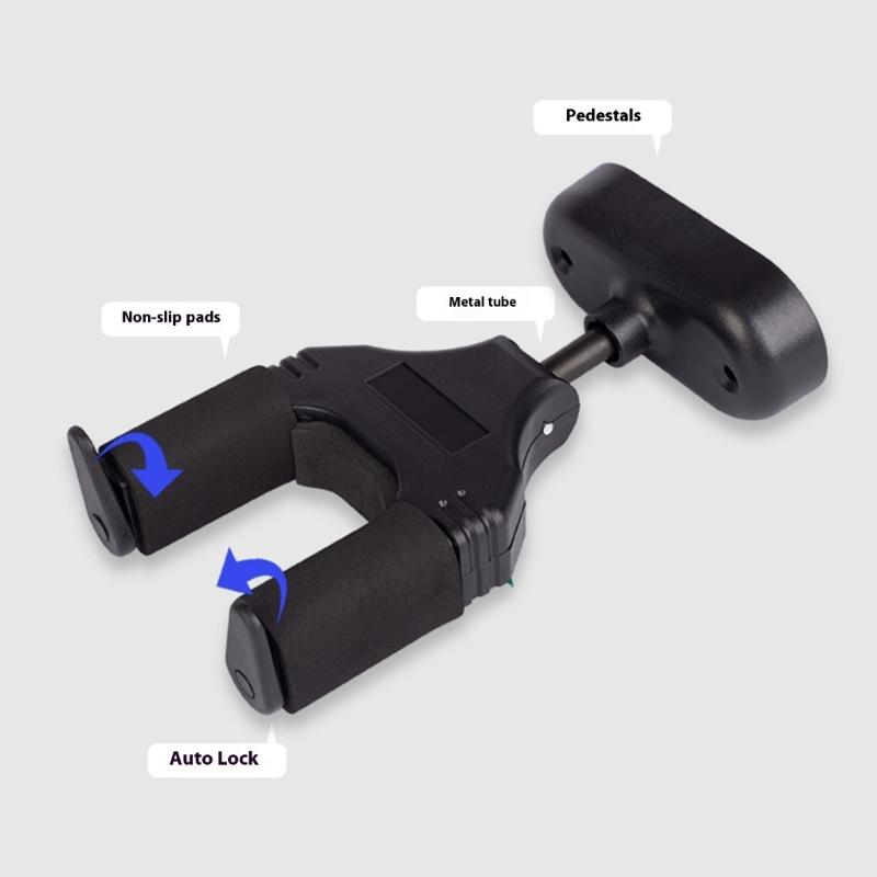 Automatic Lock Wall Hanger Guitar Violin Holder Easy Installation Space Efficient Organizer Plastic and Metal Texture