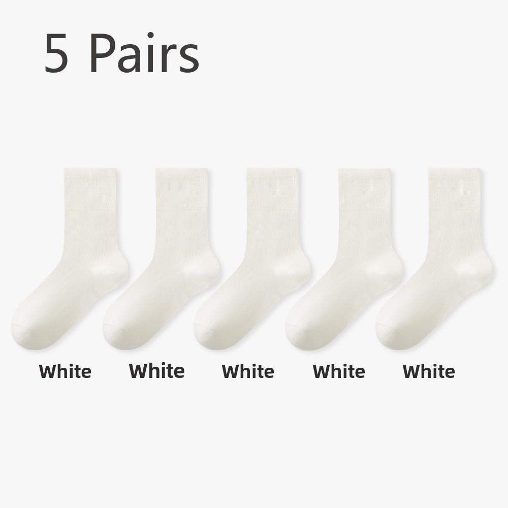 5 Pairs of Men's and Women's Spring and Autumn Anti-odour Sweat-absorbent Super-loose Mid-calf Socks
