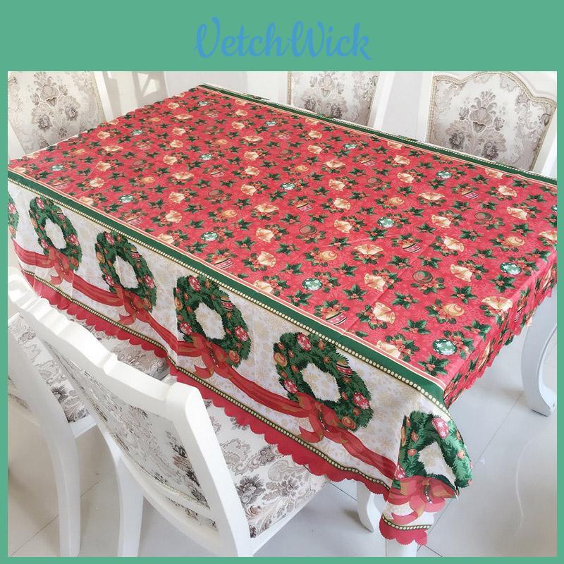 Premium Santa Christmas Red Tablecloth Crafted From High-quality Polyester Fabric For Festive Dining