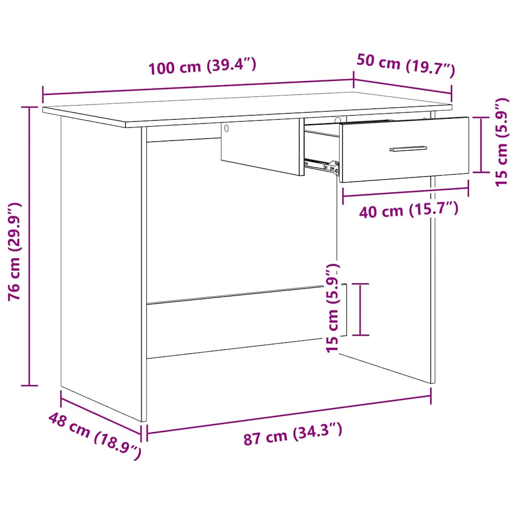 Black Desk 100*50*76 cm Engineered Wood