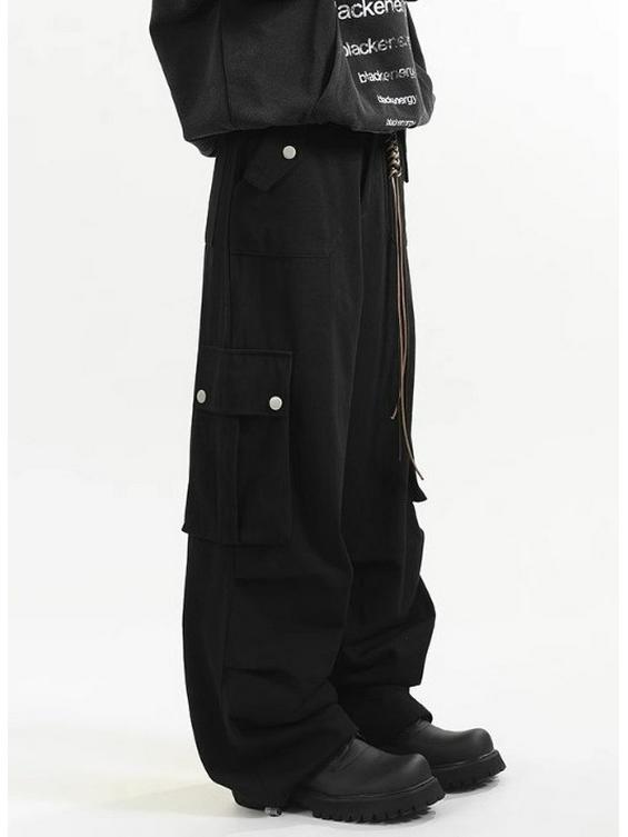 American Retro Maillard Brown Unisex Paratrooper Overalls - Autumn Loose Straight Wide-Leg Casual Pants