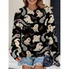 Womens Casual Hoodie With 3D Halloween Print Round Neck Lightweight Breathable Fabric