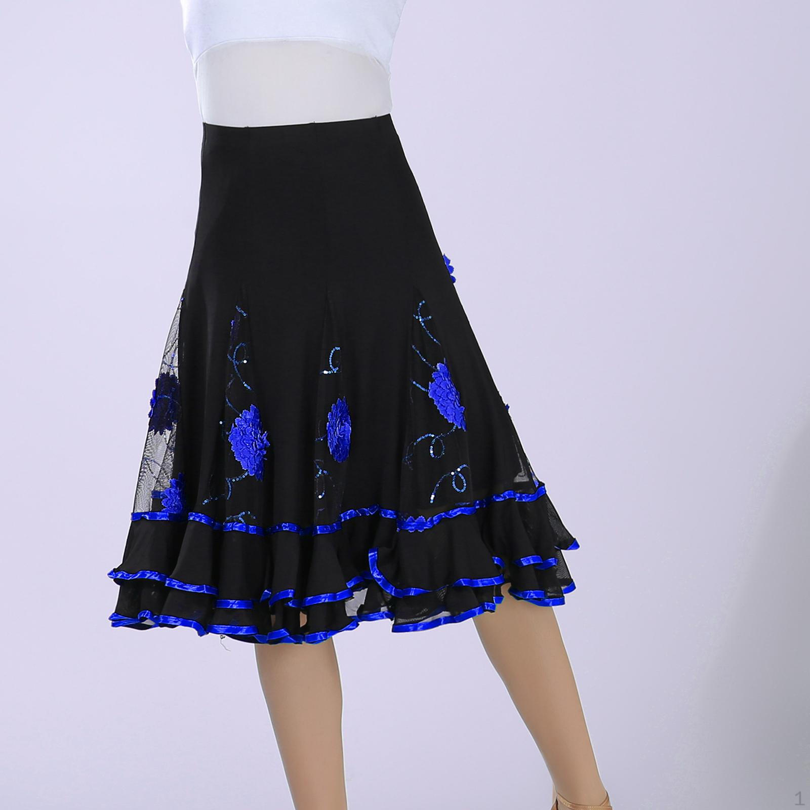 

Elegant Ballroom Dance Skirt, Dancing Practice Party Dancewear for Flamenco Women