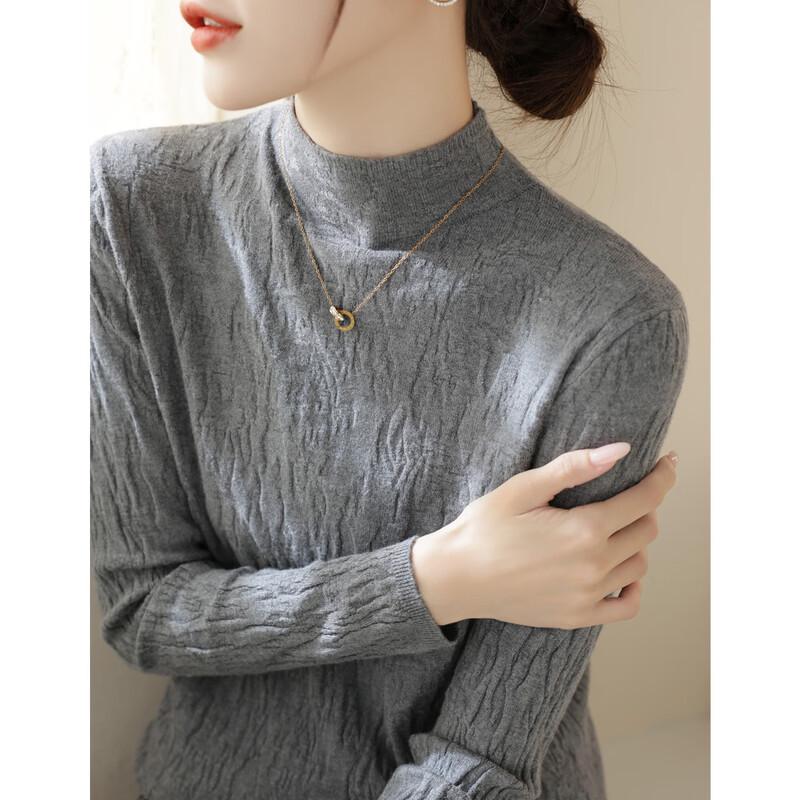 

YUZHAOLIN Women s Soft Knitted Half-High Collar Base Layer Sweater One Size (80-130 jin)