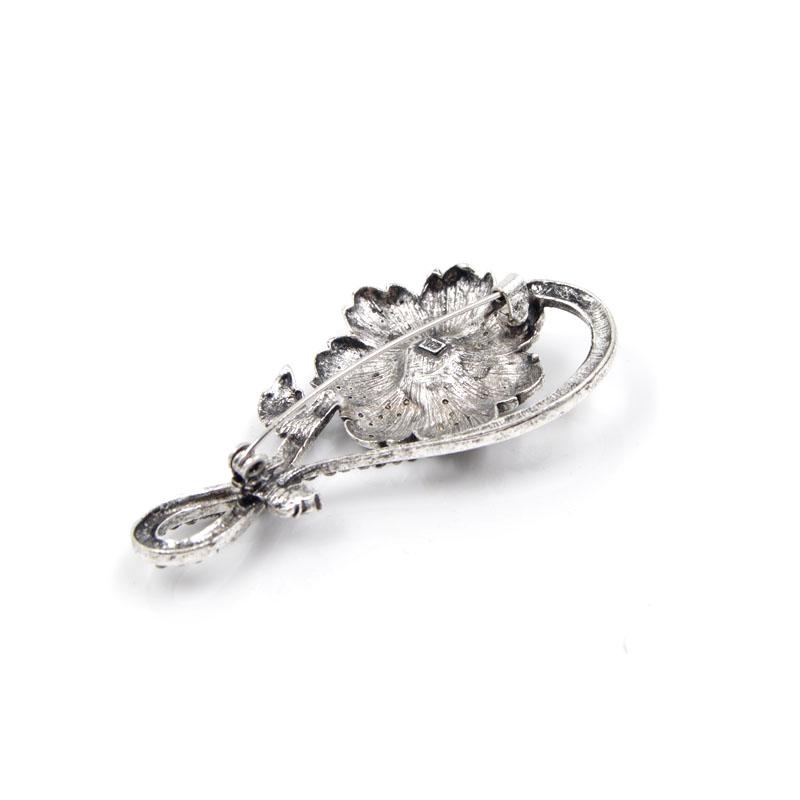 Novos broches de flores pretas com strass para mulheres, vintage, elegantes, grandes, alfinetes, casaco de inverno, suéter, broches de alta qualidade