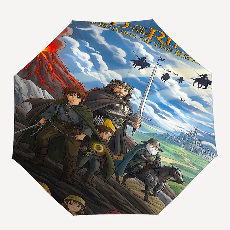 

1pc Lord of the Rings Return of the King Automatic Folding Umbrella - Compact 8-Rib Design, Durable Plastic & Iron1240L