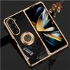 Shockproof Plating Ring Holder Phone Case for Samsung Galaxy Z Fold 6 5 4 Protective Stand Back Shell Luxury Full Protection Cover