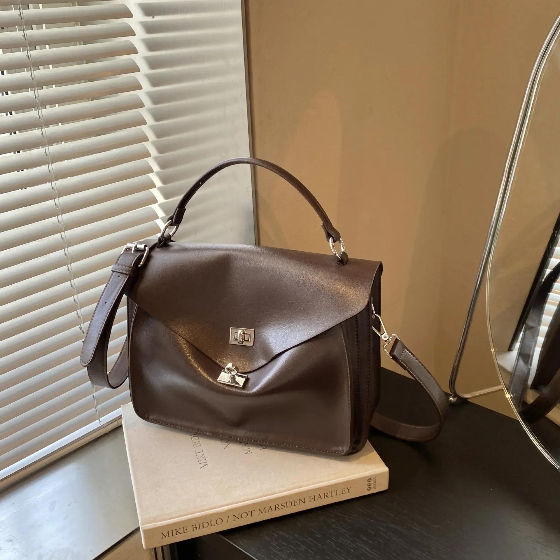 

Ретро-сумка большой вместимости женская новая осенняя сумка через плечо женская сумка через плечо для поездок на работу роскошная многослойная кожаная сумка