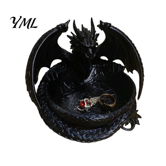 Jewelry Dish for Rings 3D Printed Dragon Storage Tray Keys, Decorative Desktop Organizer with Trinket Detailed Fantasy Scales & Wings, Large Capacity