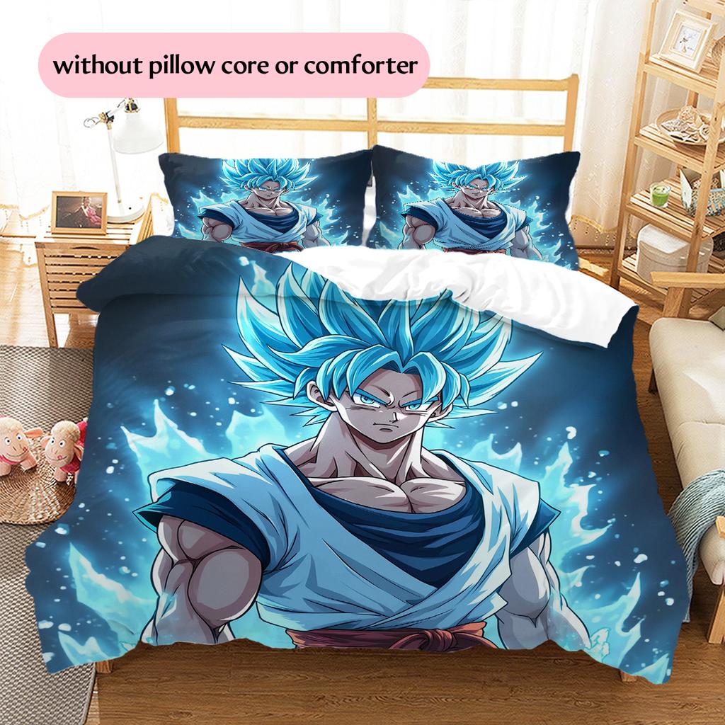 Dragon Ball Son Goku Pattern Bedding Home Decoration Birthday Gift (1 * duvet cover + 2 * pillowcase, without core)