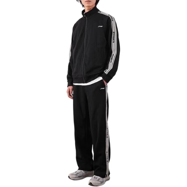 Li Ning Sports Fashion Series Logo Stand Collar Zip Long Sleeve Jacket Men Jacket Black YWDU467-1